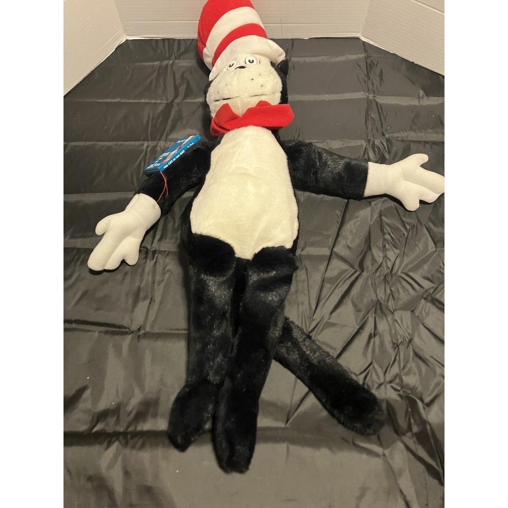 Vtg Dr. Seuss 1995 The Cat In The Hat Stuffed Plush Doll with Book 28" Retired - Picture 2 of 9